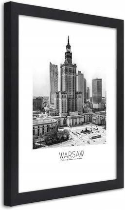 Plakat w ramie czarnej Pałac Kultury w Warszawie