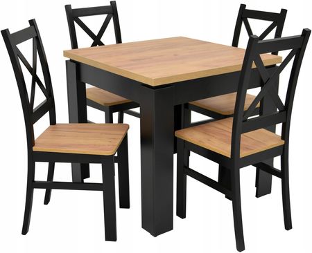 4 krzesła drewniane i stół 90x90 cm nierozkładany