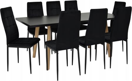 8 krzeseł IK-07 Welurowe i stół 80x140/180 cm
