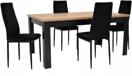 4 krzesła Welur Stół 90x160/200 Artisan