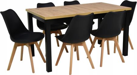 Stół 80x140/220cm i 6 krzeseł skandynawskich