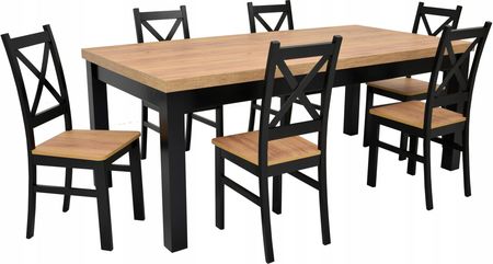 6 krzeseł siedzisko craft i stół 90x160/210 Craft