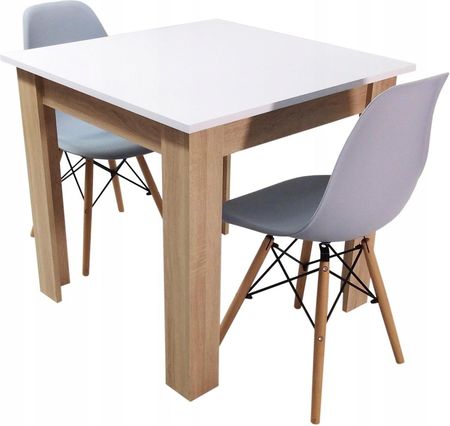 Zestaw stół Modern 80x80 2 krzesła Milano szare