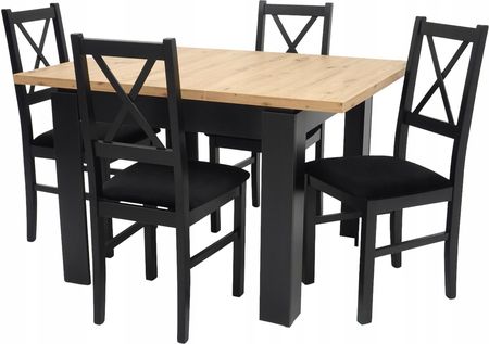 Komplet 4 krzesła i stół 90x90/120 cm Artisan