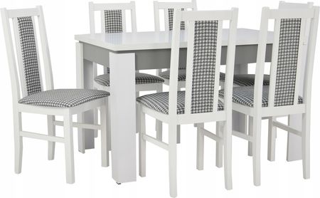 Stół rozkładany 80x120/160 cm 6 krzeseł pepitka