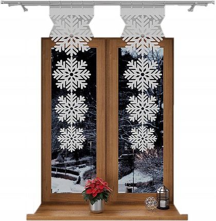 Firana Panel Świąteczny Dekor Śnieżka 35x110 CM