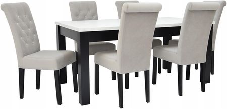 6 krzeseł tapicerowanych Glamour +stół 90x170/250