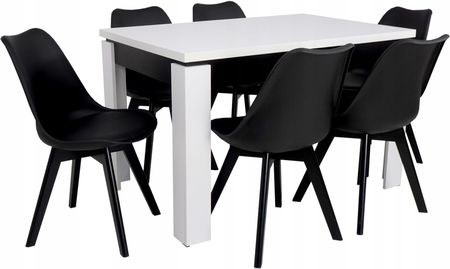 Zestaw 6x krzesło Czarne stół 80x120/160 cm