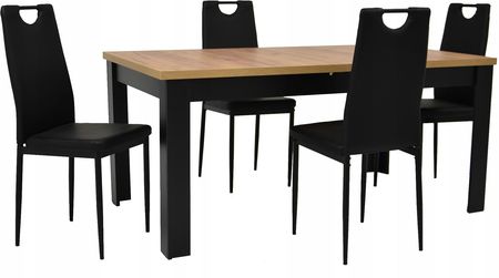 4 krzesła czarne Eko Stół 90x160/200 Artisan
