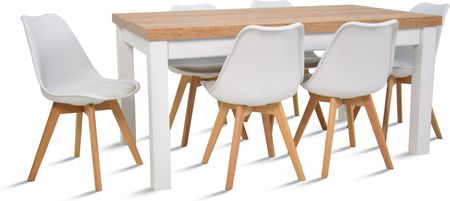 Drewniany stół rozkładany 90x160/210 6 krzeseł