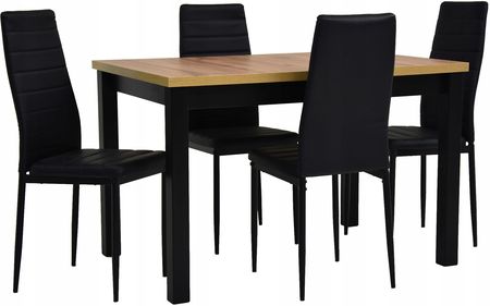4 krzesła czarne Eko i Stół rozkładany 80x120/150