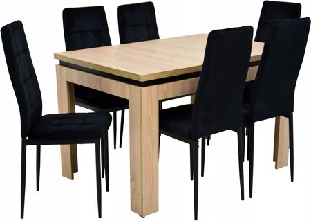 Komplet 6 krzeseł i stół 80x120/160 cm Sonoma