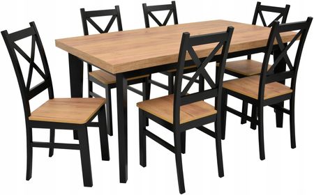 6 krzeseł siedzisko craft i stół 80x140/180 Craft