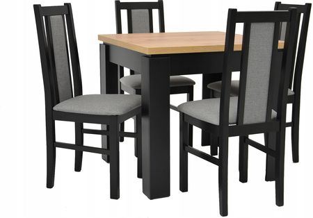 4 krzesła B-14 Czarne i Stół 80x80 cm Craft