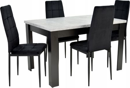 Komplet 4 krzeseł i stół rozkładany 80x120/160 cm