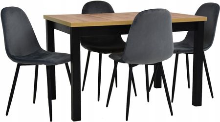 4 krzesła szary welur Stół rozkładany 80x120/150