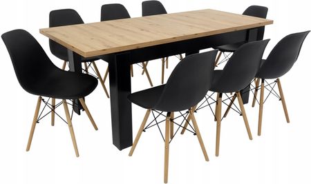 Zestaw 8 krzeseł i stół 80x140/180 cm Blat Artisan