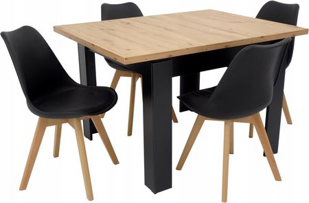 Stół 90x90/120 cm i 4 krzesła Skandynawskie