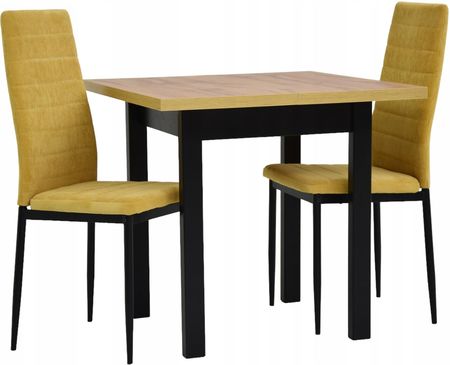 Zestaw stół i 2 krzesła do salonu rozkładany 80x80