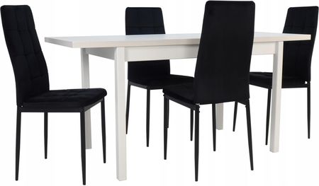 4 krzesła welur czarny i stół 70x120/160 cm