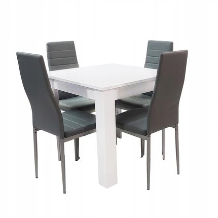 Zestaw stół Modern 80x80 4 szare krzesła Nicea