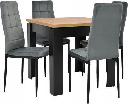 Stół 80x80 cm Craft 4 krzesła IK-07 szary welur
