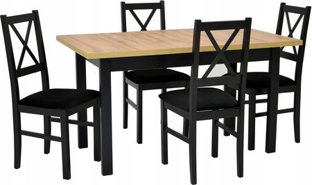 Stół 90x160/240 cm i 4 krzesła X różne tkaniny