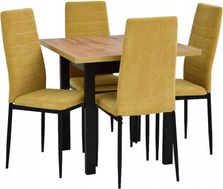 Zestaw stół i 4 krzesła do salonu rozkładany 80x80
