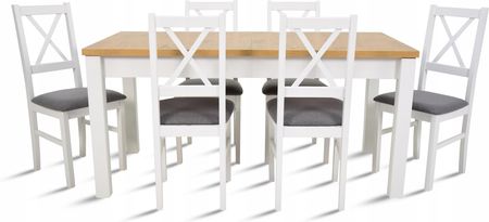 Stół drewniany rozkładany 80x160/200 6 krzeseł