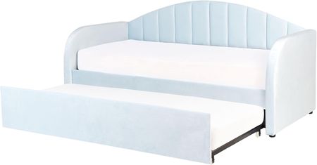 Łóżko wysuwane welurowe 90 x 200 cm niebieskie