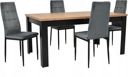 4 krzesła IK-07 szare Stół 90x160/200 Artisan