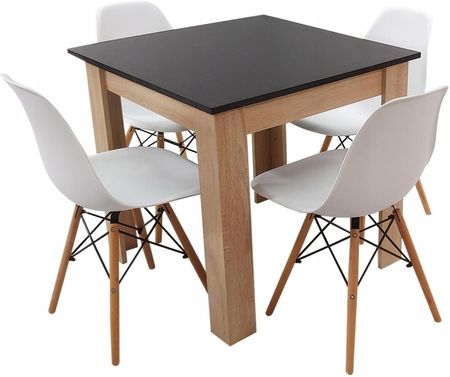 Zestaw stół Modern 80x80 4 krzesła Milano białe