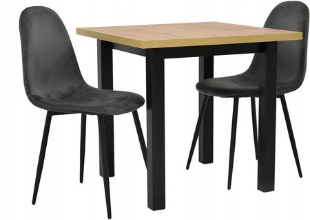 Stół 80x80/160 cm Wotan i 2 krzesła welurowe