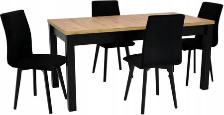 Stół 80x160/200 cm 4 krzesła Inne Materiały