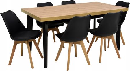 6 krzeseł skandynawskich i stół 80x140/180 cm