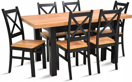 Masywny stół rozkładany 80x120/160 6 krzeseł krzyż