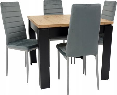 4 krzesła Welur i stół 90x90 cm Artisan
