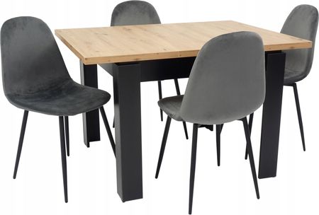 Stół 90x90/120 cm i komplet 4 krzeseł Welurowych