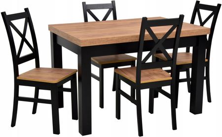 4 krzesła drewniane i stół 80x140/180 cm Craft