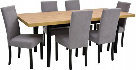 Stół 90x160/210 cm i 6 krzeseł Inne Obicia Komplet