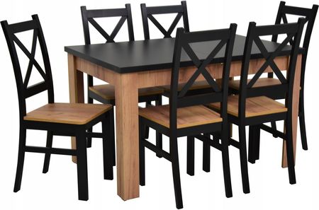 6 krzeseł drewniane i stół 80x120/160 cm do kuchni