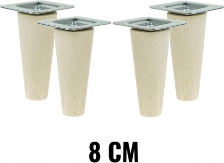 Nogi nóżki drewniane bukowe proste zestaw 8 cm