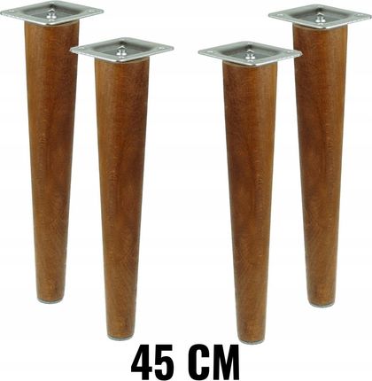 Nogi drewniane bukowe orzech proste 45 cm zestaw