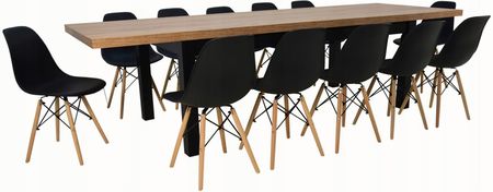 Masywny stół drewniany 100x200/300 12 krzeseł loft