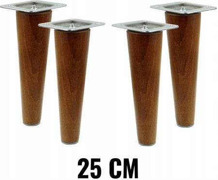 Nogi drewniane bukowe orzech proste 25 cm zestaw