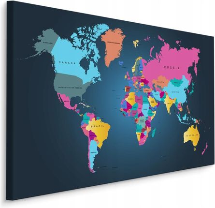 Obraz Kolorowa Mapa Polityczna Świata Dekor 40x30
