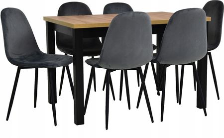 6 krzeseł szary welur Stół rozkładany 80x120/150