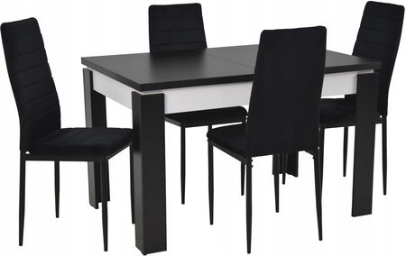 Komplet 4x krzesła metal Welur i stół Laminat