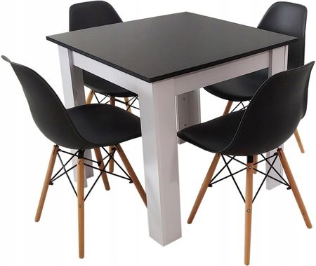 Zestaw stół Modern 80x80 4 krzesła Milano czarne