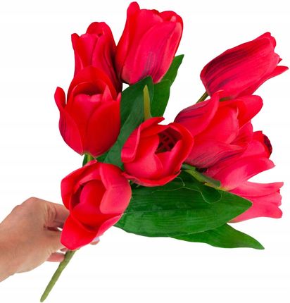 Tulipan Duży Bukiet Tulipanów X9 Czerwony Sztuczny